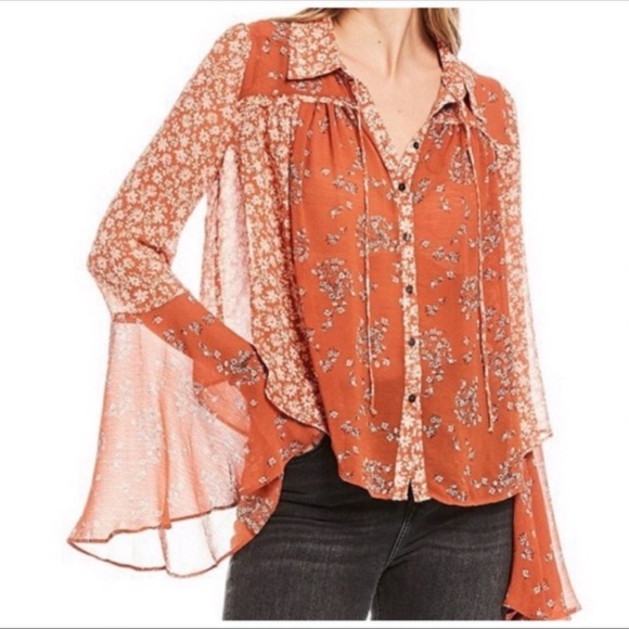 Free People SERENA BUTTON DOWN TOP NWT - Picture 10 of 12